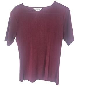 Exclusively Misook Womens Knit Top Size XS Dark Burgundy Career Corp Office Work